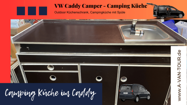 VW Caddy Camper Camping Küchenschrank - Caddy Campingküche mit Spüle - Camping Outdoor Küchenschrank - 5