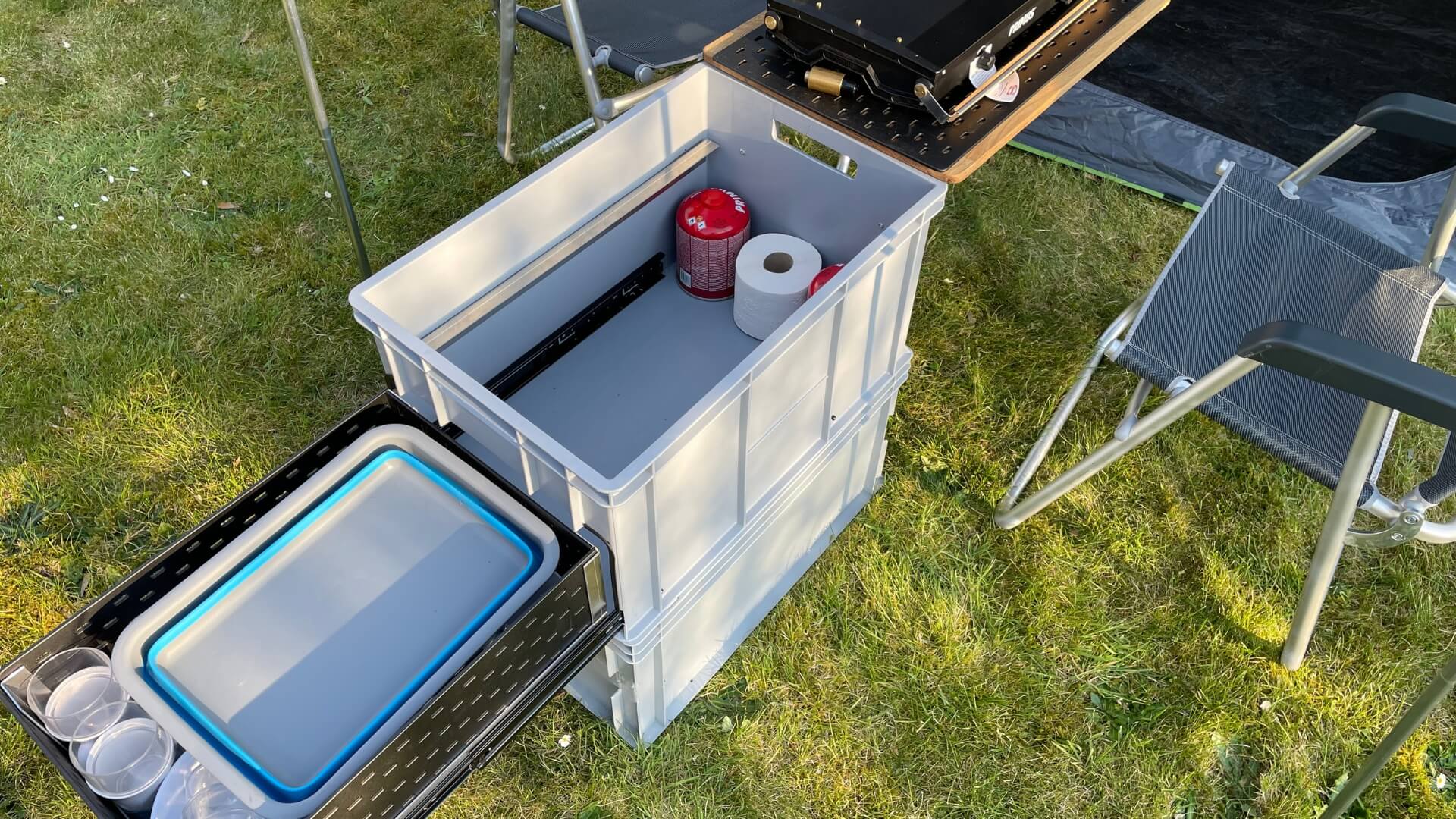 Mini-Küchenkiste Camping-Küche Kochkiste Alubox Camping Küchenbox
